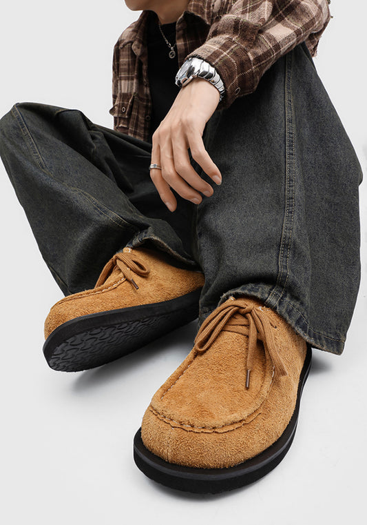 Laced brown suede mule