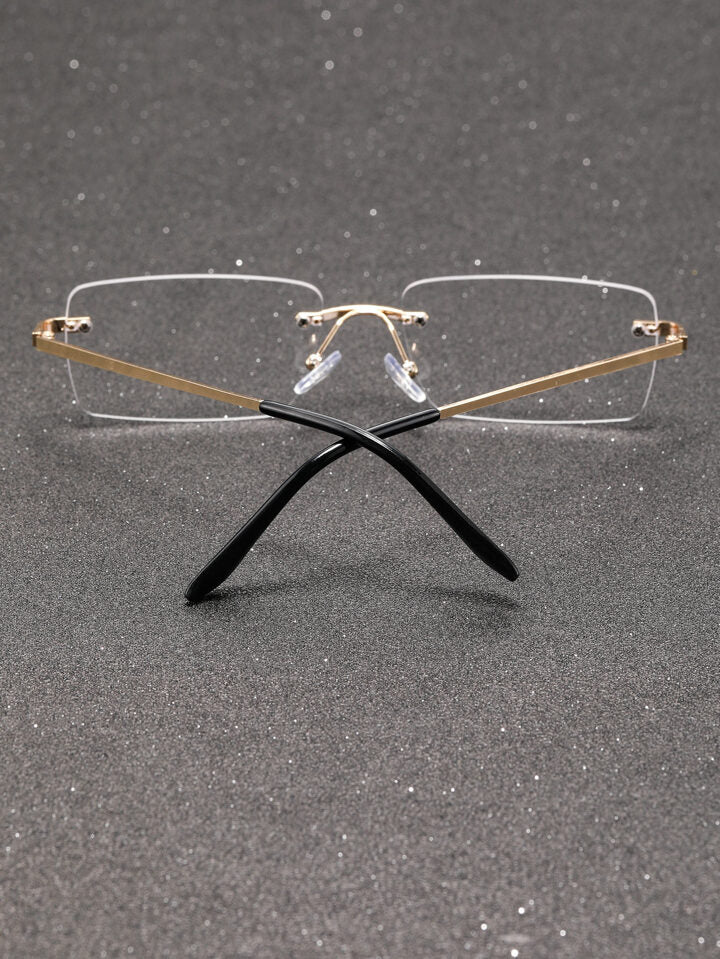 Rectangle rimless lens glasses