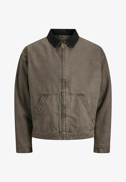 Jack & Jones corduroy collar jacket in chocolate brown