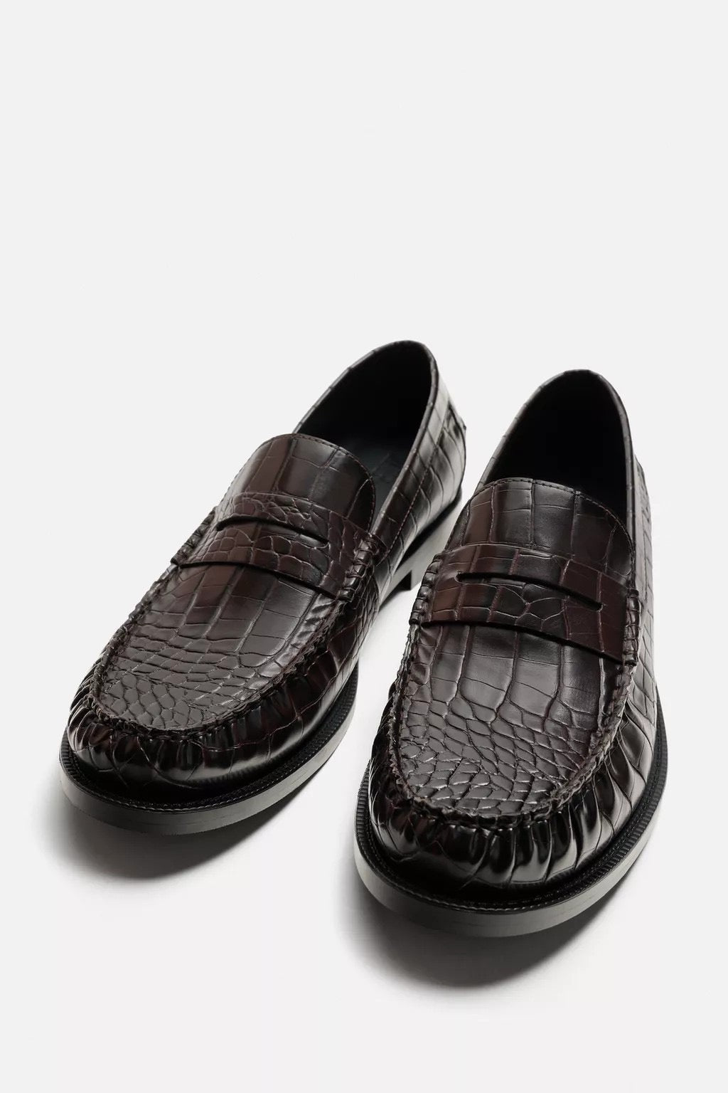 Zara croc skin loafers