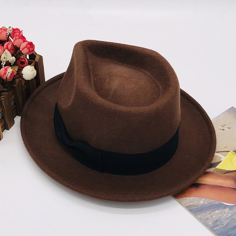 Wool fedora brim hat