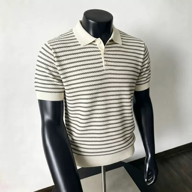 Stripe knitted polo shirt