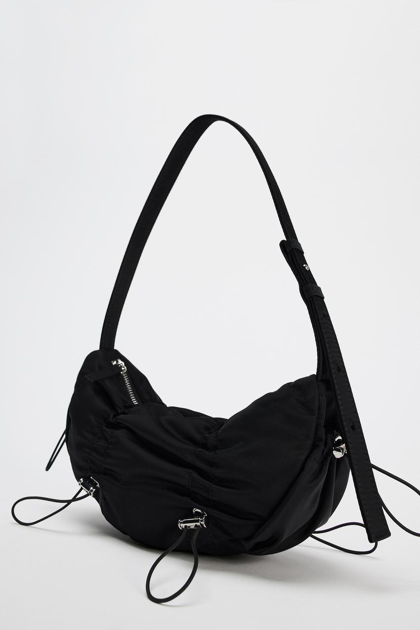 Zara Ladies Gathered shoulder bag in black