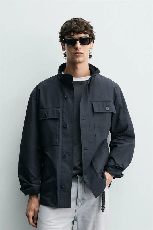 Zara navy blue utility work jacket