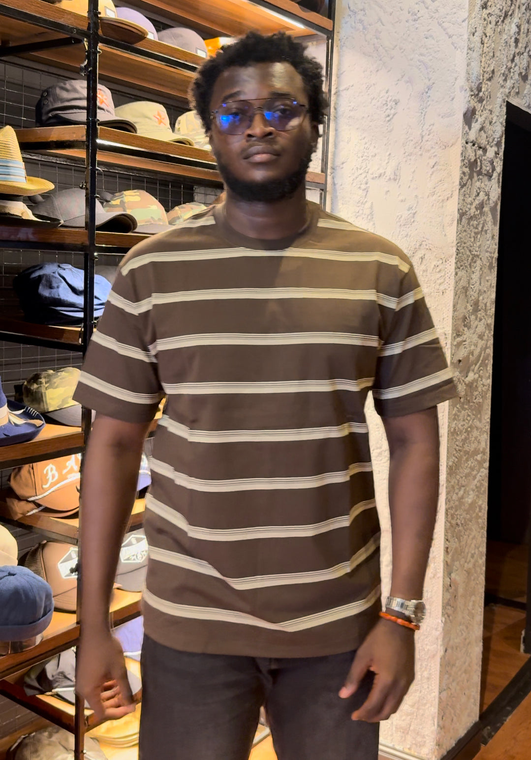Stripe cotton t-shirt