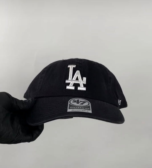 LA dodgers washed dad hat in black