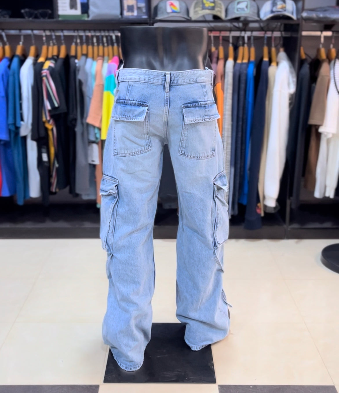 Zara Cargo utility denim jean