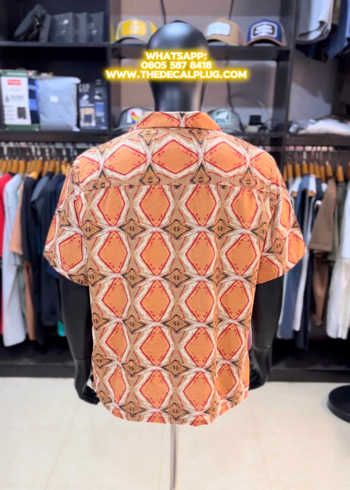Primark orange patterned revere shirt