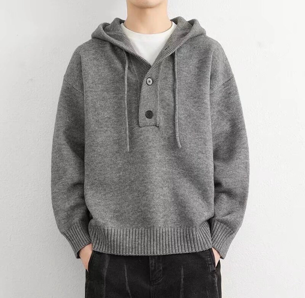 Knit hooded sweater
