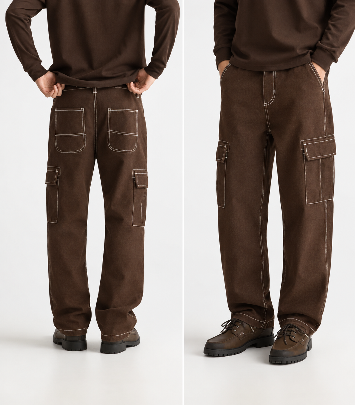 Difransel Contrast cargo pants in black