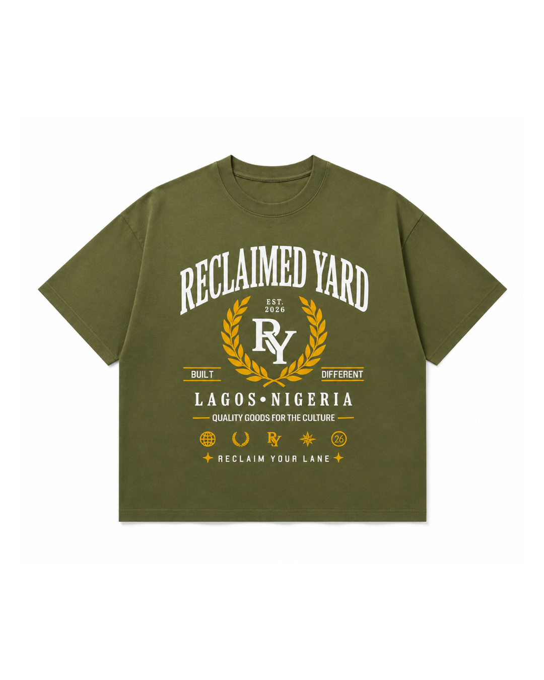 Reclaimed Yard reclaim your lane olive green t shirt