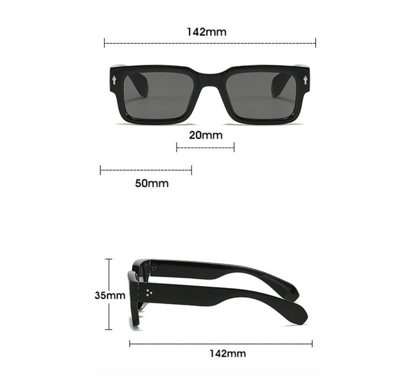 Square lens acrylic glasses in black