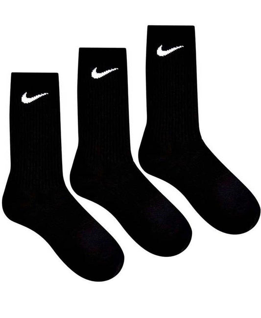 Nike swoosh logo pack of 3 crew socks in black