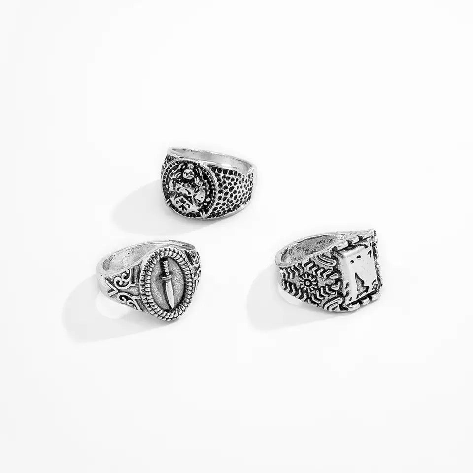 Vintage Aesthetic 3pcs rings