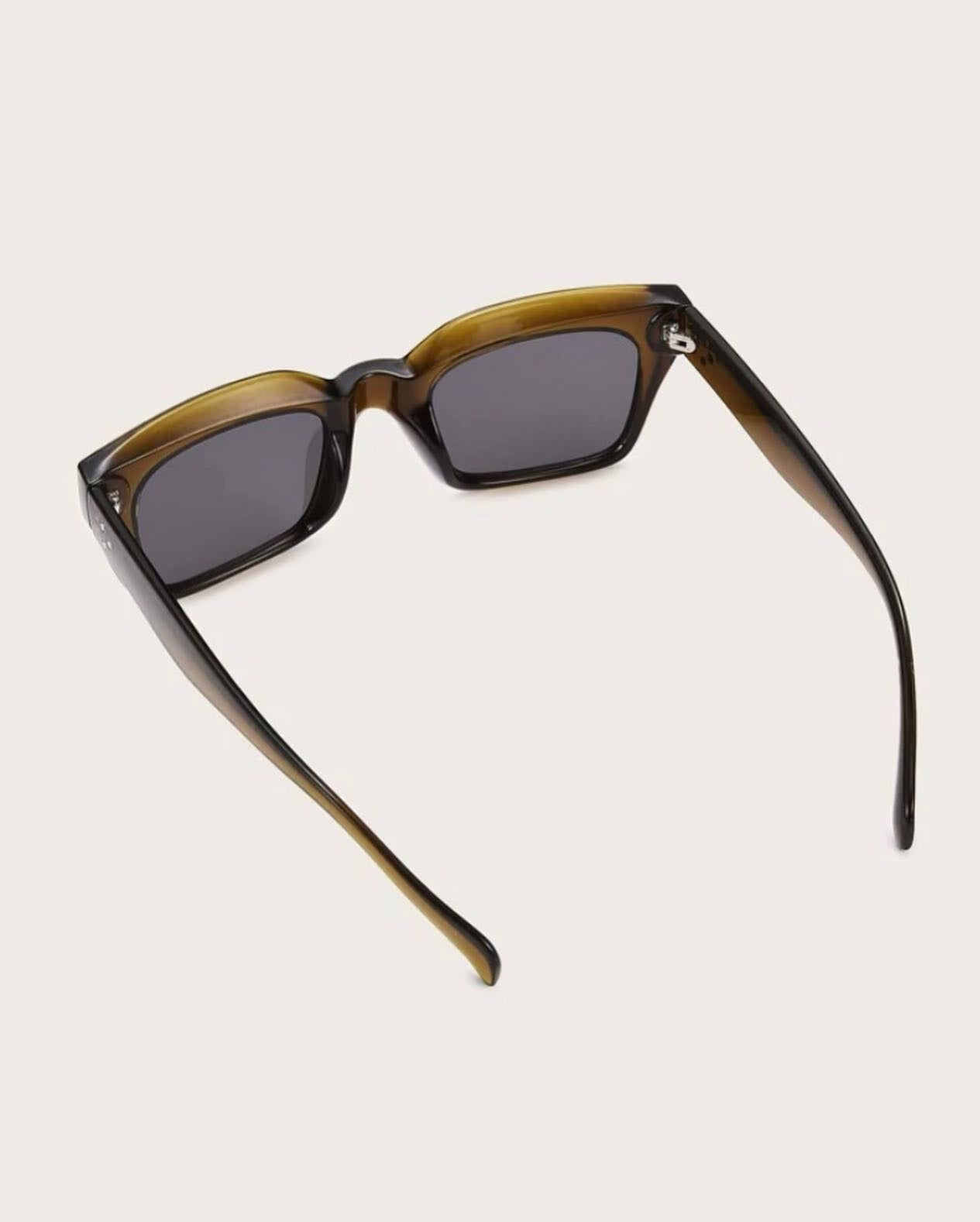 Square frame acrylic sunglasses in olive green