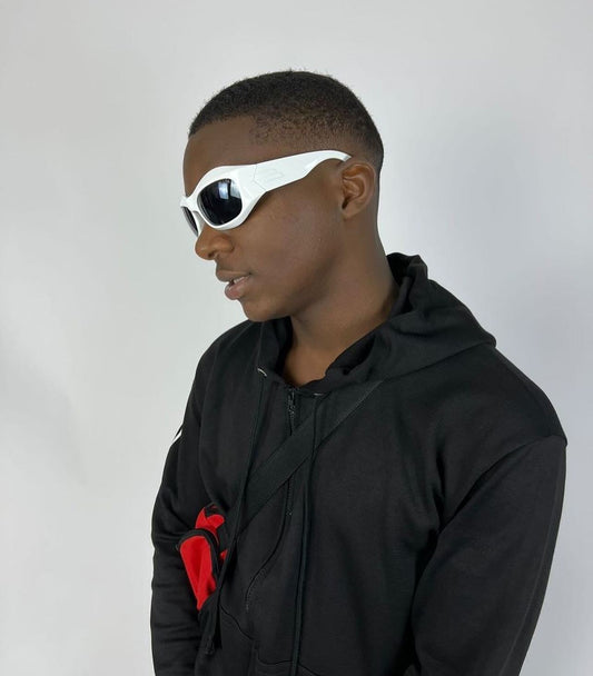 Wrap around acetate sunglasses in white