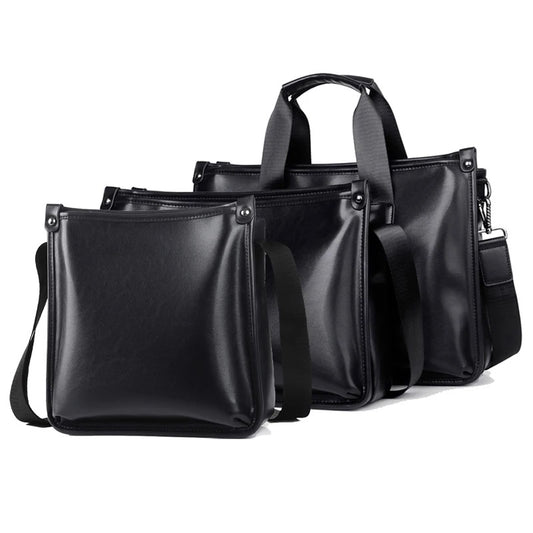 Set of 3 leather bags in black