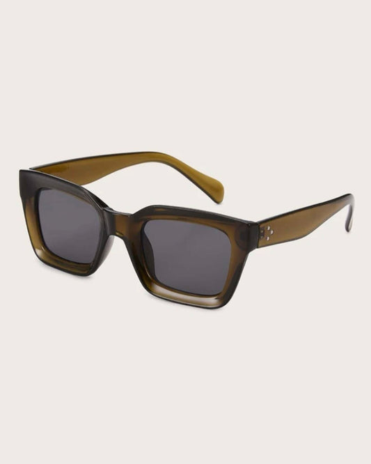 Square frame acrylic sunglasses in olive green