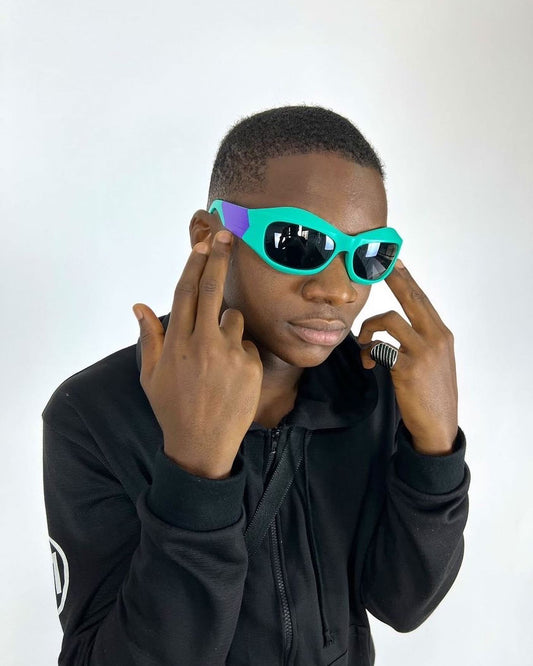 Wrap around acetate sunglasses in green