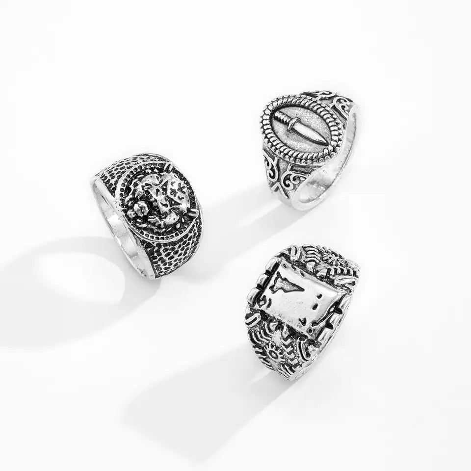 Vintage Aesthetic 3pcs rings